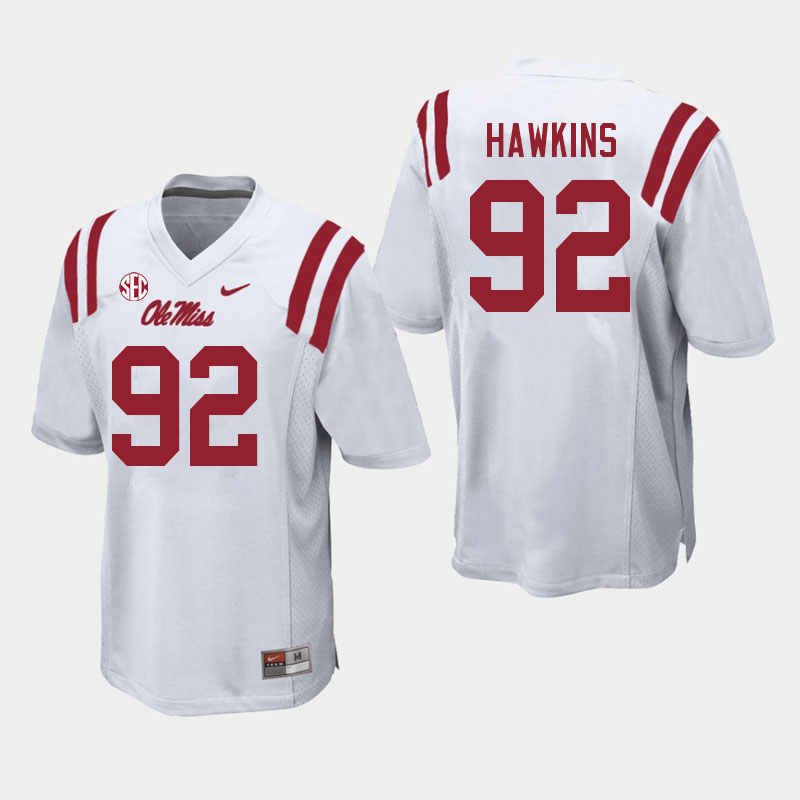 JJ Hawkins Ole Miss Rebels NCAA Men's White #92 Stitched Limited College Football Jersey IHG2158EK